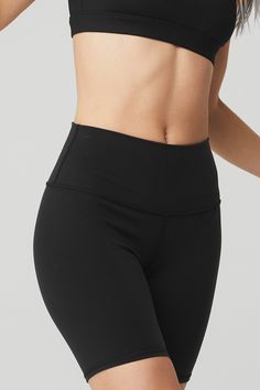 Meet the ultimate short for practice and pavement: the High-Waist Biker Short, made in our signature lifting, sculpting Airbrush fabric, with a high waist, moisture-wicking technology and 4-way stretch that moves with you. Equal parts forward and functional. Wear with a fave bra layered under a cute cropped hoodie or pair with an Alo statement tee. Sculpts, lifts & smooths! On-trend high waist Designed & uniquely fit to flatter every size Wear-tested by our in-house team for the perfect fit 7" H Womens Onesie, Biker Short, Tank Top Bras, Womens Capris, Back Women, Alo Yoga, Bra Women, Biker Shorts, Cropped Hoodie