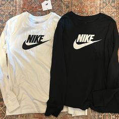 Black And White - Size M Never Worn Nike Long Sleeve Shirt, Long Sleeve Outfit, Girls Nike, Long Sleeve Outfits, Nike Long Sleeve, Nike Shirt, Black Nike, Kids Nike, Nike Shirts