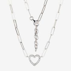 Included: 1 Necklace(s)Features: Adjustable ChainJewelry Closure: Lobster ClaspLink Construction: SolidShape: HeartStone: Cubic ZirconiaStone Cut: RoundMetal Color: WhiteChain Length: 18 InchPendant Length: 11.3mmPendant Width: 11.3mmMetal: Sterling SilverChain Construction: PaperclipCare: Polishing ClothStone Type: 22 Cubic ZirconiaCountry of Origin: Imported Charles Garnier, Sterling Silver Heart Pendant, Diamond Heart Pendant Necklace, Gold And Silver Jewelry, Gold Cocktail Ring, Gold Cross Pendant, Heart Pendant Gold, Silver Heart Pendant, Knot Earrings