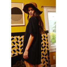 Give them something to talk about with this oversized romper! Casual Oversized Solid Color Dress, Casual Oversized Dresses With Batwing Sleeves, Oversized Solid Color Casual Dress, Oversized Solid Casual Dress, Oversized Summer Dresses With Curved Hem, Oversized Casual Dress For Day Out, Casual Fall Dresses With Shirttail Hem, Casual Loungewear Dress With Curved Hem, Trendy Oversized Dresses For Day Out