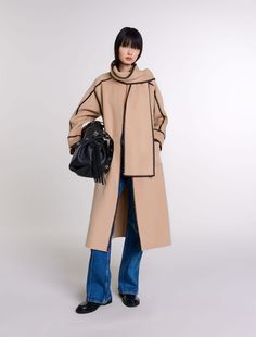 Two-tone double-faced coat Designer Structured Winter Outerwear, Modern Structured Beige Outerwear, Parisienne Chic, Ceremony Dresses, Long Coat Women, Winter Lookbook, Wool Coats, Pullover Cardigan, Jean Accessories