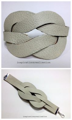 an image of a white leather belt with metal buckles and two pictures of it