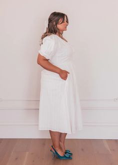 Pyper Dress – JessaKae, fashion, dress, spring dress, plus size dress, size inclusive, body positivity, plus size, fashion shoot, model, photoshoot, women's fashion, blogger, OOTD, pretty hair, bridesmaid, makeup, church dress, family pictures, engagement, wedding, bridesmaid dresses, date night, style, modest fashion, lifestyle shoot Summer Smocked Puff Sleeve Dress, White Puff Sleeve Midi Dress With Smocked Back, White Midi Puff Sleeve Dress With Smocked Back, Relaxed Fit Ruched Dresses For Daywear, Summer Puff Sleeve Dress With Smocked Back For Daywear, Summer Daywear Puff Sleeve Dress With Smocked Back, Daywear Puff Sleeve Dress With Gathered Sleeves, Chic Smocked Dress With Gathered Short Sleeves, Daywear Puff Sleeve Dress With Relaxed Fit