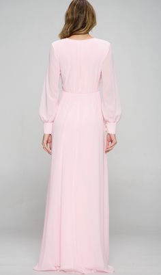 This gorgeous gown is ready to be worn to your most fabulous of events. Runs true to size. Sheer sleeve with crystal button details. Pink Chiffon Evening Dress For Formal Occasions, Formal Pink Chiffon Evening Dress, Pink Chiffon Maxi Length Bridesmaid Dress, Pink Maxi Length Evening Dress For Wedding Guest, Pink Maxi Evening Dress For Wedding Guest, Formal Pink Chiffon Dress, Elegant Pink Chiffon Gown, Pink Chiffon Maxi Evening Dress, Pink Chiffon Maxi Length Evening Dress