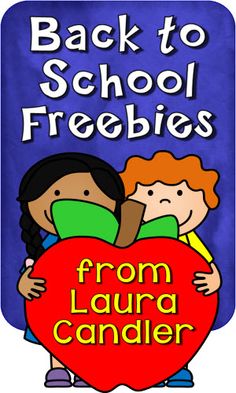 back to school freebies from laura candier with two children holding an apple