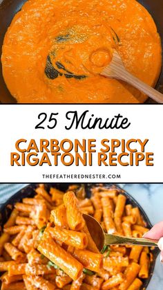 the recipe for 25 minute garbane spicy rigatoni recipe in a skillet