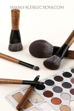 6 PC Walnut Wood Handle Makeup Brush Set Wooden Makeup Brushes, Makeup Pigments, Expensive Makeup, Smooth Transitions, Silk Fiber, Makeup Brushes Set, Best Brushes, Lots Of Makeup, Make Up Brushes