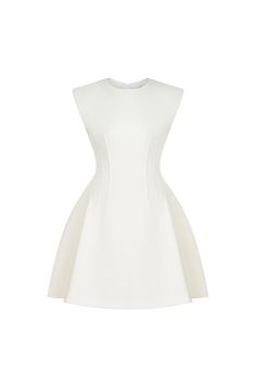 Peony Fit and Flare Round Neck Cotton Blend Mini Dress | MEAN BLVD Luxury Fitted A-line Midi Dress, Chic A-line Midi Dress With Structured Boning, Elegant Sleeveless Mini Dress With Flattering Cut, Elegant Structured Mini Dress, Elegant A-line Mini Dress With Structured Boning, Elegant A-line Fit And Flare Sleeveless Dress, Elegant Sleeveless Fit And Flare Mini Dress, Feminine Fitted A-line Sleeveless Dress, Elegant Sleeveless A-line Fit And Flare Dress