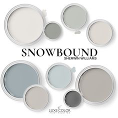 six different shades of gray paint with the words snowbound above them