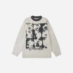 DetailsMaterial: Polyester, Acrylic Collar: O-neck Knit Sweater Men, Y2k Abstract, Face Graphic, Trim Styles, Oversized Jumper, Harajuku Streetwear, Abstract Face, Sweater Men, Abstract Faces