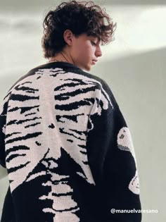 Skeleton Sweater, Pastel Tops, Streetwear Fashion Outfits, Skeleton Pattern, Underground Clothing, Academia Clothing, Aesthetic Types, 90s Sunglasses, Dark Academia Outfits