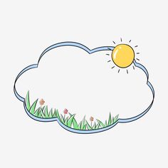 a cloud with grass and sun above it