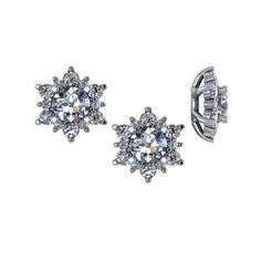 Elevate your look with the exquisite Pompeii3 Diamond Earring Stud Jackets, crafted in lustrous 14K white gold. These enhancers are designed to amplify the brilliance of your existing diamond or gemstone earrings, making them perfect for special occasions or everyday elegance.

- Material: 14K White Gold
- Color: Gold
- Fits: 3/4CT Diamonds (5.5-6mm)
- Total Diamond Weight: .90ct
- Gender: Female
- Age Group: Adult

These jackets are a versatile addition to any jewelry collection, offering a sea Luxury Platinum Cluster Earrings In Diamond White, Luxury Diamond White Platinum Cluster Earrings, Platinum Diamond Earrings Fine Jewelry, Elegant Platinum Diamond Earrings For Anniversary, Exquisite Platinum Diamond Earrings In Silver, Luxury Diamond Earrings With Brilliant Cut For Formal Events, Luxury Diamond Earrings With Brilliant Cut For Formal Occasions, Classic Diamond Cut Bridal Earrings For Evening, Luxury Formal Diamond Earrings With Brilliant Cut