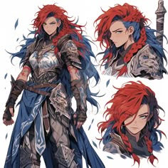 Female Fire Character Design, Dragon Queen Character Design, Tough Manga, Monster Hunter Female Armor, Red Haired Warrior Woman, Pathfinder Rpg Characters, D&d Viking Character Art, Fantasy Elements, Norse Design