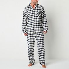 Perfect for lounging or sleeping, this St. John's Bay men's pajama set includes a two-tone plaid pajama shirt and pants with an elastic-drawstring waist and side pockets, all made from 100% cotton. Complete the comfy look with a pair of slides. # Pieces In Set: 21st Piece Description: Top1st Piece Collar: Notch Collar1st Piece Pockets: 1 Chest Slip Pocket(s)1st Piece Apparel Length: 30 Inches1st Piece Fabric: Woven1st Piece Fiber Content: 100% Cotton1st Piece Care: Tumble Dry, Machine Wash2nd Pi Plaid Pajama, Mens Pajamas Set, Plaid Pajamas, Mens Flannel, Mens Pajamas, Pajama Shirt, Pajama Sets, Shirt And Pants, Mens Big And Tall