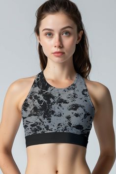 An effortless sporty look for days with our versatile padded sports bra. Designed with a high neck and a supportive elastic band, this cute crop top delivers stability and full coverage. It is fully lined and has removable cups for an optional fit. Made from the highest quality fabric with UV 50 + properties, this long-line yoga top is super lightweight and silky soft on skin. It provides breathable wear and a range of movement for any activity. One-of-a-kind piece to perfectly match your active Versatile Breathable Sports Bra For Light Sports, Versatile High Stretch Sports Bra For Training, Versatile High-stretch Sports Bra For Training, Casual High Stretch Breathable Sports Bra, High Stretch Go-dry Sports Bra, Go-dry High Stretch Sports Bra, Moisture-wicking High Stretch Sports Bra, High Stretch Moisture-wicking Sports Bra, High Stretch Moisture-wicking Sports Bra For Training