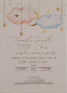 a baby shower party with clouds and stars