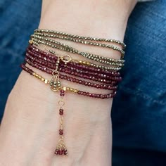 Pyrite Bracelet, Multi Wrap Bracelet, Tanzanite Bracelet, Stacked Necklaces, Gold Armband, Garnet Bracelet, Providence Ri, Garnet Necklace, Long Beaded Necklace