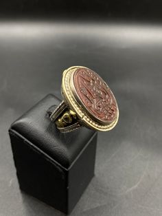 Wonderful Afghani Silver Ring With Beautiful Islamic Prayer Writhing Craved On Red Agate, Ring Size : 10 US Ring Weight : 18.6 grams Antique Carnelian Intaglio Rings, Spiritual Carved Round Ring, Red Oval Intaglio Ring, Antique Oval Carnelian Jewelry, Antique Oval Agate Jewelry, Elegant Carved Agate Jewelry, Luxury Carnelian Ring Jewelry, Luxury Rings With Natural Stones, Antique Engraved Cabochon Ring As Gift