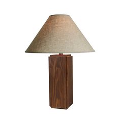 Hardwood base Painted in the USA Included 1 x 9W LED bulb (Max 100W) 3-Way Socket Switch Hokku Designs Shade Color: Beige, Base Finish: Brown | Hokku Designs 26"H Wood Table Lamp - Ebony brownLinen in Beige / Brown | 27" H X 21" W X 21" D | Wayfair Wood Table Lamp, Fixture Table, Table Lamp Wood, Colour Beige, Floor Lamp Table, Beige Brown, Wood Table, Lighting Fixtures, Red Barrel Studio