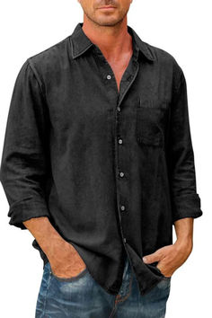 Long Sleeve Shirt Casual Collared Shirt In Solid Color, Casual Collared Solid Color Shirt, Casual Solid Color Collared Shirt, Casual Shirt With Plain Design And Casual Collar, Casual Shirt With Plain Casual Collar, Casual Solid Shirt With Roll-up Sleeves, Long Sleeve Solid Color Cotton Shirt, Solid Color Long Sleeve Cotton Shirt, Classic Shirt With Solid Color And Casual Collar