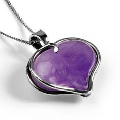 Amethyst Heart Cut Necklace For Anniversary, Heart Cut Amethyst Necklaces For Anniversary, Heart Cut Amethyst Necklace For Anniversary, Purple Heart Pendant Necklace For Valentine's Day, Anniversary Amethyst Heart Necklace, Amethyst Birthstone Heart Pendant Jewelry, Heart Pendant Amethyst Necklace For Gift, Amethyst Heart Pendant Necklace For Gifts, Purple Double Heart Jewelry With Heart Charm