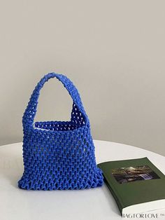 BagForLove - Chic Hollow Out Mini Crochet Bag with Top Handle â Essential for Vacation Trendy Blue Crochet Bag For Spring, Trendy Blue Crochet Tote Bag, Blue Crochet Bag With Large Capacity For Daily Use, Trendy Blue Crochet Bags, Blue Rectangular Crochet Bag For Spring, Trendy Large Capacity Blue Crochet Bag, Rectangular Blue Crochet Bag For Spring, Blue Large Capacity Crochet Bag For Daily Use, Large Capacity Blue Crochet Bag For Daily Use