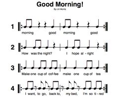 sheet music for good morning with notes