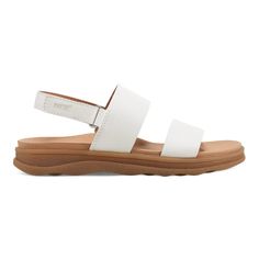 Leah Round Toe Strappy Casual Flat Sandals - earth® shoes Comfortable Double Strap Sandals For Vacation, Comfortable Slingback Sandals With Double Adjustable Straps, Synthetic Sandals With Adjustable Strap For Beach, Beach Sandals With Adjustable Strap, Beach Sandals With Adjustable Strap In Synthetic Material, Ankle Strap Footbed Sandals With Arch Support For Beach, Beach Ankle Strap Footbed Sandals With Arch Support, Beach Footbed Sandals With Arch Support And Ankle Strap, Adjustable Slingback Sandals With Cushioned Footbed