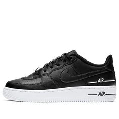 (GS) Nike Air Force 1 LV8 3 'Black' CJ4092-001 (AF1/SNKR/Retro/Skate/Casual/Low Top) Nike Sneakers With Logo Print And Round Toe, Nike Sneakers With Logo Print, Nike Air Force 1 Casual Lace-up For Streetwear, Nike Sneakers With Logo Print For Streetwear, Black Logo Print Sneakers For Streetwear, Casual High-top Nike Air Force 1 For Streetwear, Nike Air Force 1 Mid-top Casual Streetwear, Casual Nike Air Force 1 Mid-top For Streetwear, Black Sporty Custom Sneakers With Logo Print