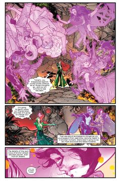 an image of a comic page with purple and yellow colors on the pages, as well as