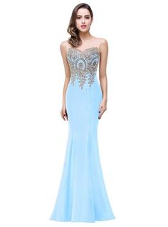 Mermaid Floor-Length Sheer Floor Length Dresses with Rhinestone Appliques - Biztunnel Royal Blue Prom Dresses, Burgundy Prom Dress, Dresses Mermaid, Dress Sleeve Styles, Long Prom Dresses, Short Prom Dress, Women's Evening Dresses, Royal Blue Dresses, Mermaid Evening Dresses