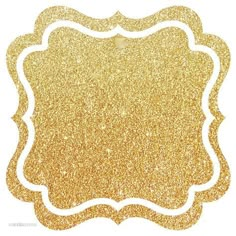 a gold glittered paper with an ornate frame on the top and bottom corner,