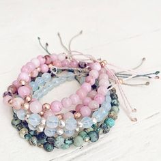 Freshly listed! These brand new mini gemstone bead stacking bracelets are perfectly petite and incorporate a sliding bead closure to adjust the fit to hug your wrist. Wear one solo for a minimalistic vibe or make a statement with several, mixing and matching different stones to show off your unique style and let your inner bohemian spirit shine! Dainty Adjustable Beaded Bracelets With Natural Stones, Dainty Adjustable Gemstone Beaded Bracelets, Dainty Adjustable Hand-strung Beaded Bracelets, Dainty Adjustable Bracelets With Natural Stones, Adjustable Stackable Beaded Bracelets For Healing, Adjustable Faceted Beads Bracelets For Layering, Adjustable Stackable Friendship Bracelets With Round Beads, Stackable Friendship Bracelets With Round Beads, Everyday Beaded Bracelets With Gemstone