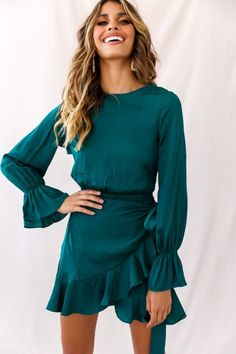 Shop Dresses | Hot Party Dresses | Hot Dresses | Selfie Leslie, Color: Green Chic Satin Dress For Fall Date Night, Chic Satin Wrap Dress, Chic Fall Satin Dress For Date Night, Chic Satin Wrap Dress For Date Night, Party Fitted Wrap Dress With Tie Back, Chic Satin Wrap Dress For Night Out, Chic Tie-back Wrap Dress For Party, Chic Party Wrap Dress With Tie Back, Summer Cocktail Satin Wrap Dress