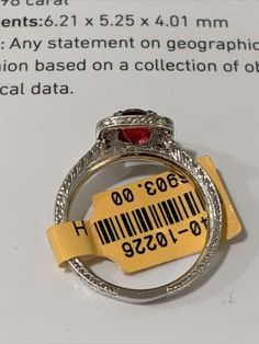 a close up of a ring with a barcode on the front and back of it