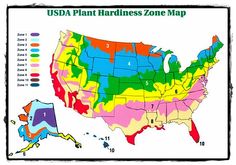 a map of the united states with plants and zones labeled in red, green, blue, yellow, and orange