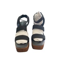 About This Item: Wild Pair's Scarlitt Sandals Elevate Everything From Jeans To Dresses In Wood-Grain Platform Heels And A Stretch Strap Silhouette. 4" Block Heel; 1-1/4" Platform Square-Toe Slip-On Strappy Platform Sandals Stretch Straps Memory Foam, Breathable Lining And Lightweight Design For Added Comfort Microfiber Fabric Upper; Manmade Lining; Rubber Sole Imported We Ship Fast, And We Ship Out Same Business Day. We Do Not Accept Returns Over 30 Days Of Delivery Date. Refer To Ebay’s Return Black Wedge Sandals For Summer, Black Open Toe Wedge Sandals For Day Out, Black Medium Width Wedge Sandals For Summer, Summer Black Wedge Sandals Medium Width, Black Wedge Heel Sandals For Spring, Black Wedge Sandals With Heel Loop For Summer, Black Synthetic Wedge Sandals For Day Out, Black Sandals With Wooden Heel And Medium Width, Black Ankle Strap Wedge Sandals For Vacation