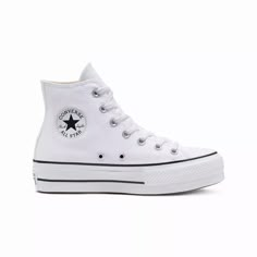 Converse Chuck Taylor All Star Platform Lift "White" Women\'s Shoe View 1 Canvas Platform Chuck Taylor All Star, Cute Converse Shoes, Platform Chucks, Womens High Top Shoes, Cute Converse, Pretty Sneakers, Shoes For School, Chuck Taylor All Star Lift, Back To School Shoes