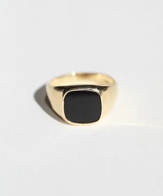 Onyx Signet Ring Black Minimalist Signet Ring For Formal Events, Black Polished Signet Ring For Formal Occasions, Classic Black Signet Ring For Formal Occasions, Black Minimalist Signet Ring For Formal Occasions, Square Classic Signet Ring For Formal Occasions, Classic Square Signet Ring For Formal Occasions, Classic Black Enamel Signet Ring For Formal Occasions, 14k Gold Square Jewelry For Formal Occasions, Classic Square Rings For Formal Occasions