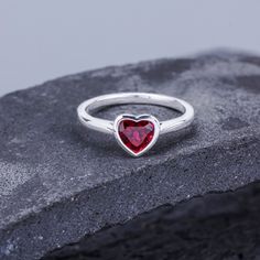 ABOUT THIS RING Heart Cut Lab Created Ruby Engagement Ring 925 Sterling Silver Unique Ring Red Gemstone Ring Solitaire Ring Anniversary Gifts -------------------------------------------------------- 「Product Summary」 ◆ Metal Material: 925 Sterling Silver / Gold / Platinum ◆ Center Stone Stone: 1.0ct Lab Created Ruby Cut: 6*6mm Heart Cut ◆ Dimension Band width: 1.8mm ◆ More Information *Can be custom item *Rush orders are accepted *2~3 weeks for order length *14 days money back return policy (exc Promise Ruby Ring In Sterling Silver, Sterling Silver Red Ruby Promise Ring, Red Birthstone Ring In Sterling Silver, Red Sterling Silver Birthstone Ring, Red Sterling Silver Birthstone Ring Gift, Red Sterling Silver Birthstone Ring For Anniversary, Red Birthstone Ring In Sterling Silver For Anniversary, Sterling Silver Heart-shaped Ruby Ring, Heart-shaped Sterling Silver Ruby Ring, Fine Jewelry