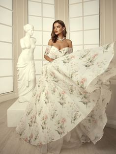 A beautiful women's dress can not only emphasize the individual beauty, but also give confidence, grace, elegance, and a positive mood ✨ 💕 Highlights:   - made of high-quality matte organza with floral print  - available in ivory color  - maxi-length lightweight skirt   - open shoulders    - the bust is emphasized with the help of a cutout 📯 Delivering service Your requests are in safe hands, we provide only the fastest delivery (USPS, DHL).  Fast shipping 5-14 days to any point in the world. Summer Wedding A-line Gown, Chiffon A-line Wedding Dress, Spring Wedding A-line Chiffon Dress, Formal Off-shoulder Chiffon Dress, Chiffon A-line Maxi Dress For Wedding, Elegant Flowy A-line Floral Dress, Off White A-line Wedding Dress, Elegant Off-shoulder Chiffon Dress, Elegant A-line Evening Dress For Garden Party