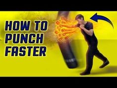 a man hitting a punching bag with the words how to punch harder on yellow background