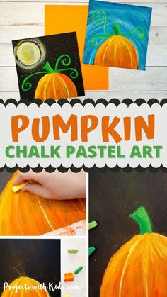 pumpkin chalk pastel art project for kids