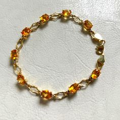 Genuine Citrine And Diamond 14k Gold Bracelet. Condition Is New, Only Worn Once. Ships Same Or Next Day. Yellow Gemstones With Accents Fine Jewelry, Elegant Yellow Citrine Bracelets, Elegant Citrine Yellow Bracelets, Formal Yellow Jewelry With Gemstone Accents, Luxury Yellow Citrine Gemstones, Elegant Amber Citrine Bracelet, Yellow Jewelry With Gemstone Accents For Formal Occasions, Yellow Gold Citrine Gemstones With Accents, Elegant Faceted Citrine Bracelets