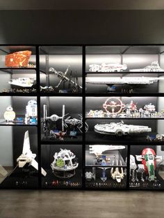 a display case filled with lots of different types of toys