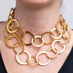 Product Description: This satin gold circle link necklace can be worn single or double layered, day or night for versatility. Dimensions: 36" satin gold Golden Circle, Bold Jewelry, Gold Circle, Circle Ring, Gold Necklace Layered, Long Style, Kenneth Jay Lane, Link Necklace, Chains Jewelry