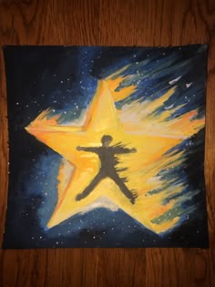 a painting of a person standing in front of a star