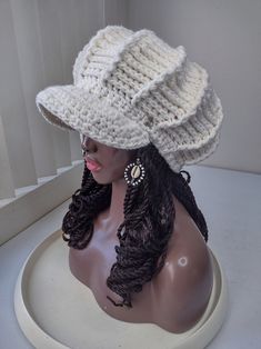 70s Hats, Big Hats, Mushroom Hat, Crochet Clothing And Accessories, Unique Hats, Big Hat, Crochet Fashion Patterns, Fun Crochet Projects, News Boy Hat