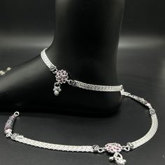 Name of product: 925 Sterling Silver Light Weight Anklet / Silver Payal Weight: 37 grams. Length: 26.7centimeter FREE EXPRESS SHIPPING -----Feedback::- A satisfied customer is our top priority and your feedback forms the backbone of our success. Don't forget to give positive feedback along with good ratings. Thank You Adjustable Silver Anklets For Festive Season, Festive Adjustable Silver Anklets, Festive Silver Adjustable Anklets, Traditional Silver Toe Ring Anklets, Festive Silver Anklets With Oxidized Finish, Traditional Sterling Silver Anklet, Festive Silver Oxidized Anklets, Traditional White Anklets With Silver Beads, Silver Bracelets With Latkans For Diwali